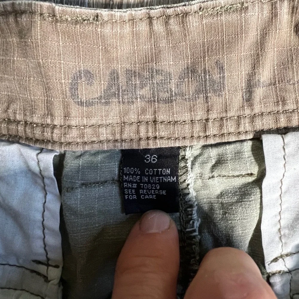 Carbon Cargo Shorts Mens 36 Green Ripstop Cotton Multi Pocket Utility Outdoor